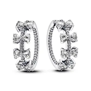 Pandora Timeless Sparkling Bow Row Hoop Earrings 293545C01