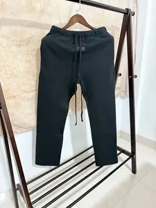 Black Uncuffed Relaxed Sweatpant for Men Heavyweight Cotton Casual Streetwear Pants Y2K Aesthetic Lounge Bottoms