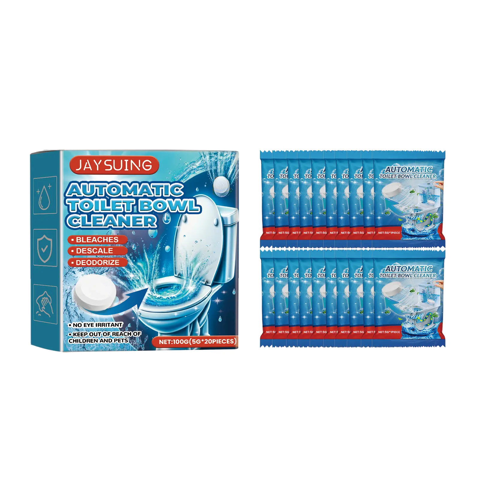 Household Citric Acid Effervescent Bathroom Cleaning Tablets, Multi-Functional Cleaning Agent Drop-In Tabs Compatible with Brushes for Deep Clean of Waterline Marks, Residue, Light Scale Buildup (Household Items), Deep Clean Cleaner
