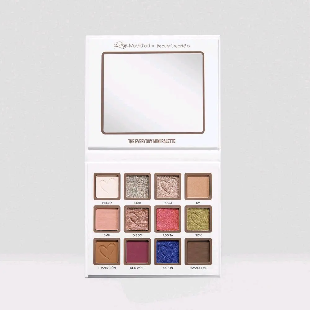 Rosy's Essentials Vol.1 Mini 12-Color Eyeshadow Palette - Cruelty-Free Travel Size Makeup Kit with Matte, Shimmer, Glitter Shades (Cranberry, Chocolate, Blue), High-Pigment Formula, Bling Effect, Colorful Makeup Palette for All Skin Types
