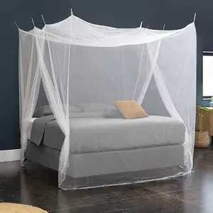 2 Opening Canopy Bed Mosquito Net – Full Coverage White Bed Curtains for Queen/King Size, Breathable & Easy Entry Bug Protection