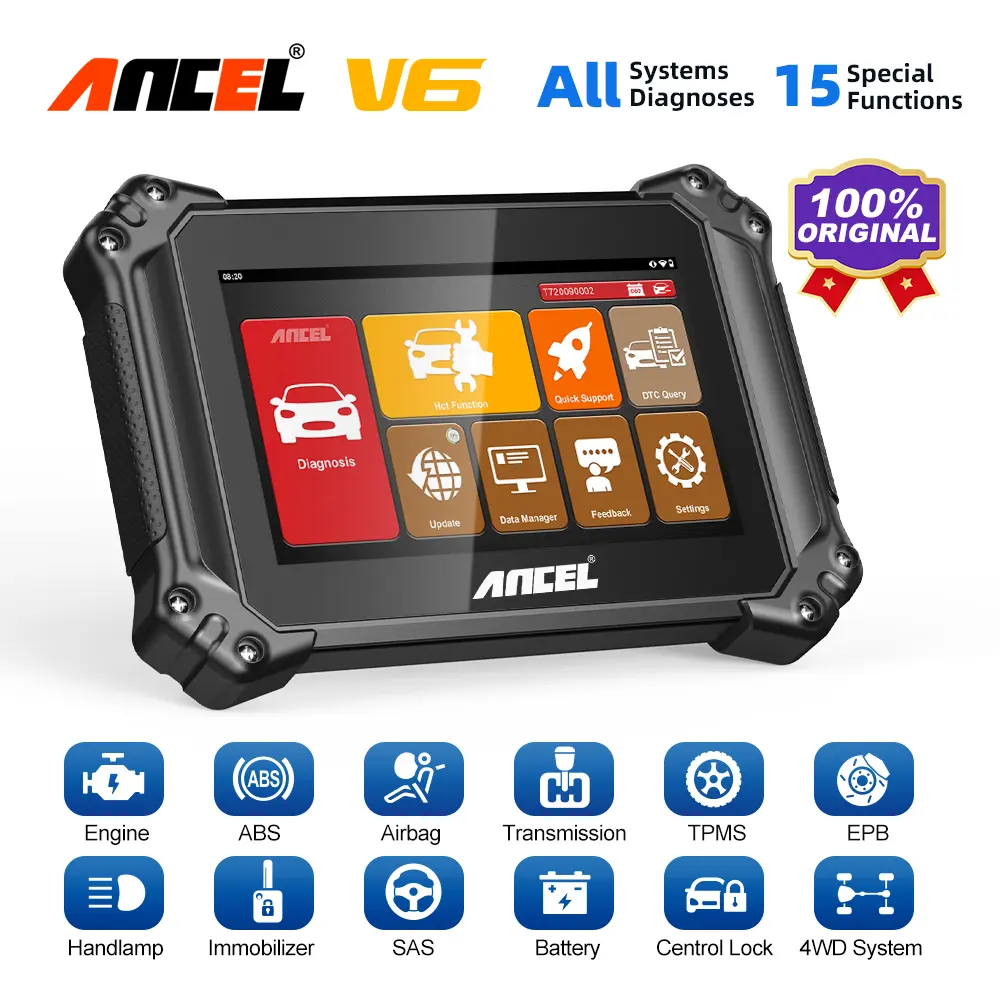 ANCEL V6 All System Automotive OBD2 Scanner, Bidirectional Diagnostic Tool with 15 Reset Service, IMMO Key, Active Test, ECU Reset, Oil Reset, 2 Years Free Update Vehicle