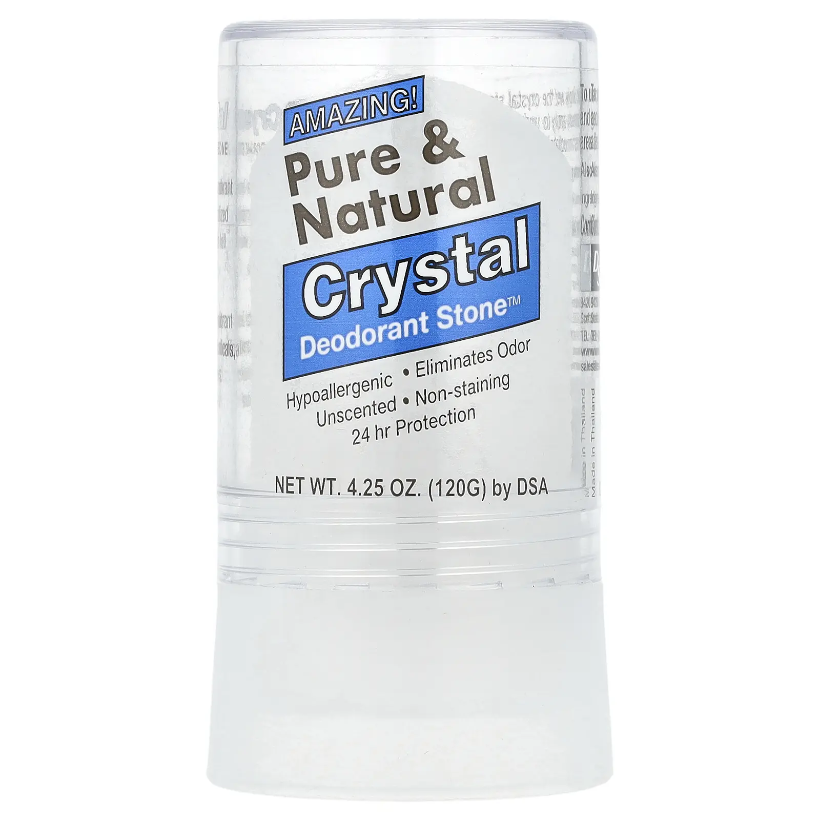 Thai Deodorant Stone Pure & Natural, Crystal Deodorant Stone™, Unscented, 4.25 oz (120 g)
