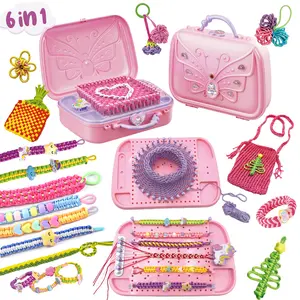 6-in-1 Friendship Bracelet Making Kit,Weaving Loom Kit Toys, 400+ Pcs Craft Kits For Kids,A multi-functional Weaving loom that can be used to make Bracelet, potholder, pendants, bags, hats and scarves