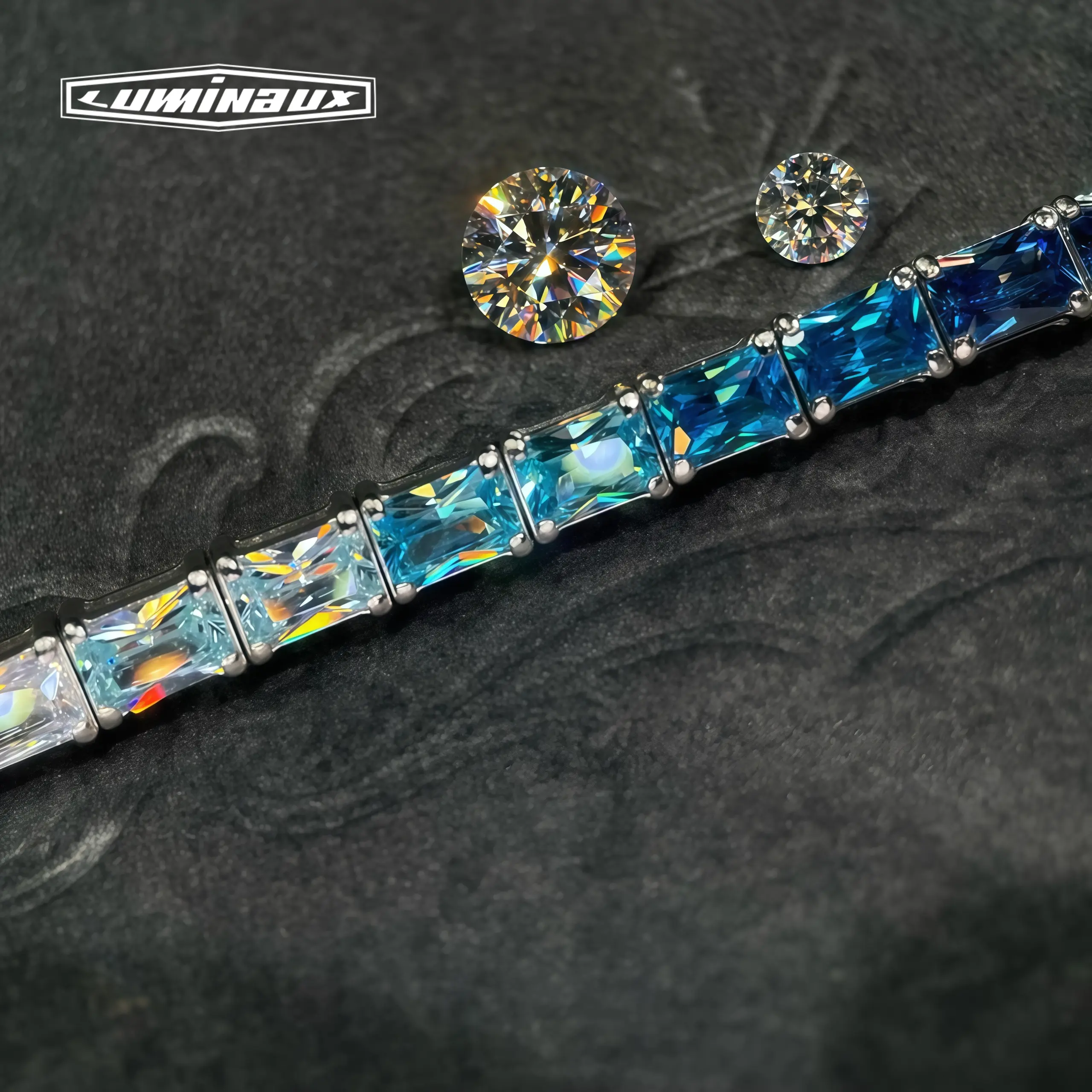 Waterproof Hypoallergenic Blue Gradient Bling Tennis Bracelet Radiant Cutting AAAAA CZ Unisex Modern Versatile Accessories Ideal Gift for Her Him Fashion Jewelry Valentine's Day Party Jewelry