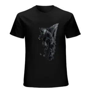 Men's Wolf Print Round Neck Tee, Summer Clothes, Casual Regular Fit Short Sleeve CrewNeck T-shirt for Summer, Streetwear, Graphic Tees for Men, Fashion Men's Top for Daily Wear