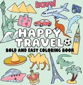 Adult Coloring Book for Beginners - Travel-Themed Coloring Gift Book with Palm Tree Designs, Bold Lines, Easy Pages, Soft Cover, Compact Portable Structure