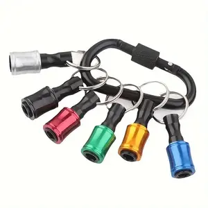 6 Pcs 1/4 Bit Holder Keychain, 1/4 inch Hex Shank Bit Holder, Quick Release Bit Holder For Nut Driver, Screwdriver & Drill Bits with/ Keychain Carabiner