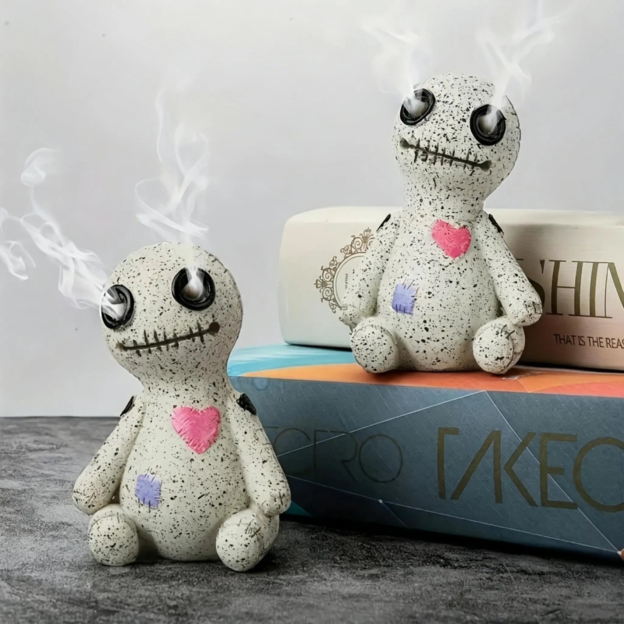 Voodoo Doll Backflow Incense Burner - Whimsical Cute Ghost Figurine Smoke Fountain, Standard Witchy Decor Aromatherapy Freshener, Home Decor Statue for Adult Collectibles Gift