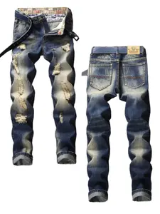 Men's Regular Fit   Ripped Jeans, Fashion Casual Comfy Denim Pants for Daily Outdoor Wear, Mens Bottoms for All Seasons, Jeans Distressed