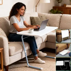 TV Tray Table - Heavy Duty Extra Large TV Trays, Upgraded Dinner Trays for Eating on Couch, Tilt & Height Adjustable Snack Table Laptop Desk for Sofa, Bedside and Recliner Fashion Accessories