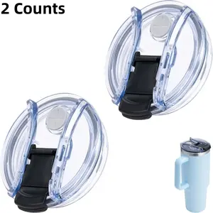 2 Counts Transparent Tumbler Lids, Clear Locking Lid, Spill Proof Tumbler Covers with Lock compatible with Stanley 40 Oz Tumbler, Flip Spill Stopper Lid, Spill proof, Dustproof Easy to Store Used Repeatedly, Glassware and Drinkware, Locking Lids