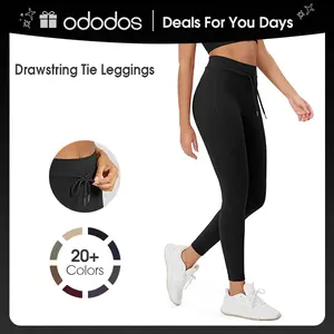 ODODOS Women's Drawstring Tie Daily Leggings 25" / 28" High Waist Workout Yoga Pants Soft 4-Way Stretch Pet Hair Resistant - Sportswear Bottoms, Womenswear summerwins