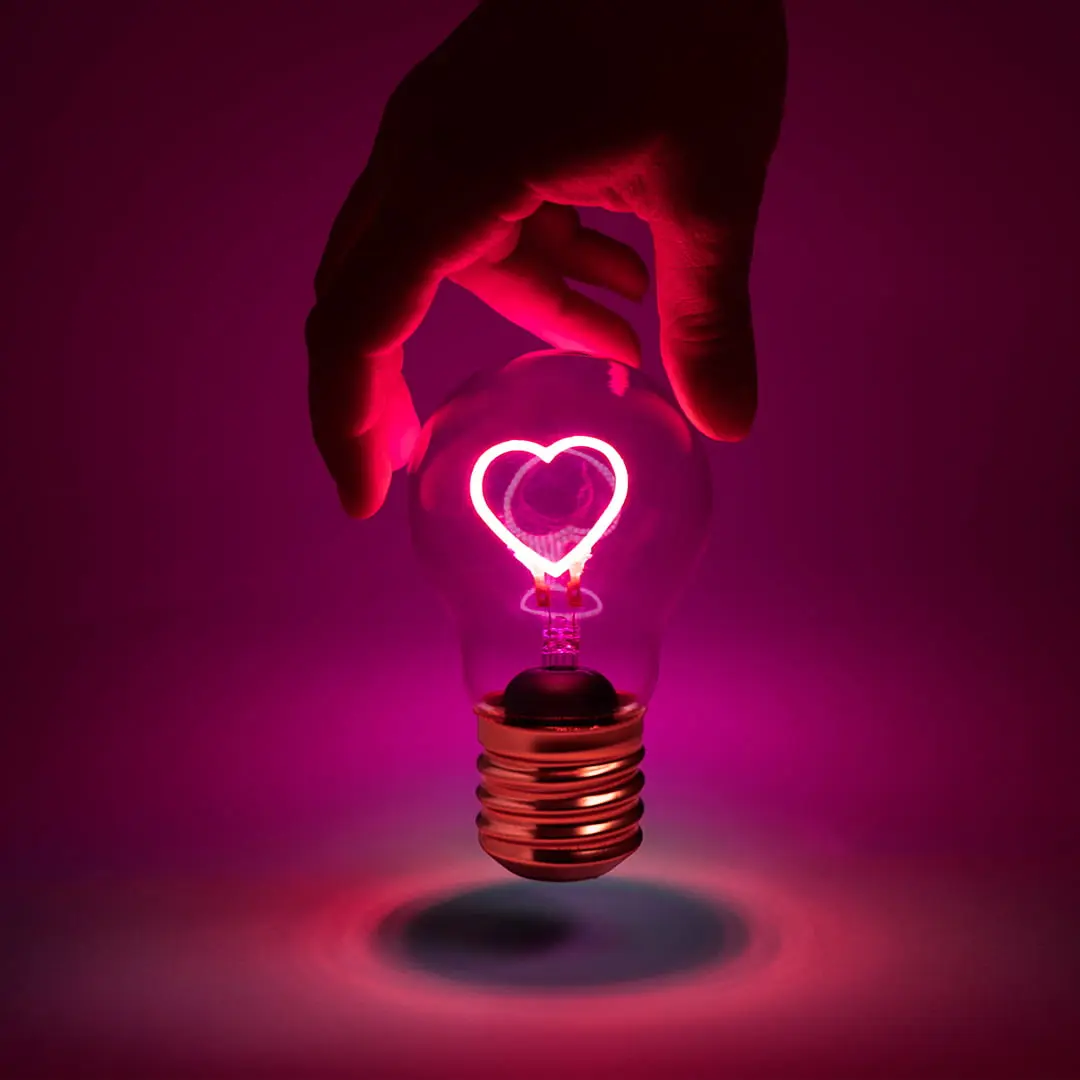 Suck UK Pink Lamp - Heart Light Bulb - Bedroom Accessories - Pink Bedside Lamp - Cordless Heart Light Bulb - Rechargeable Battery - LED Neon Lights