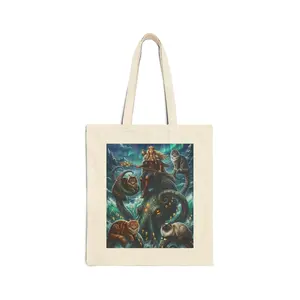 Sea God with Sea Creatures Tote Bag | Mythical Ocean Art