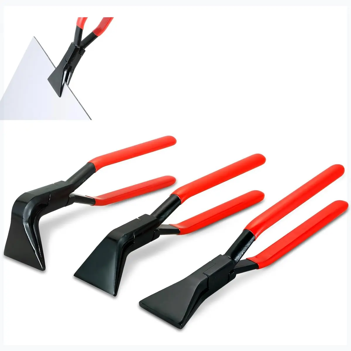 Roofers' 3-Piece Carbon Steel Rubber Hand Seamers Set - Dust-Proof, Perfectly Parallel Design, Precision Bending, 45-90 Degree Sheet Metal Tool with Effortless Operation