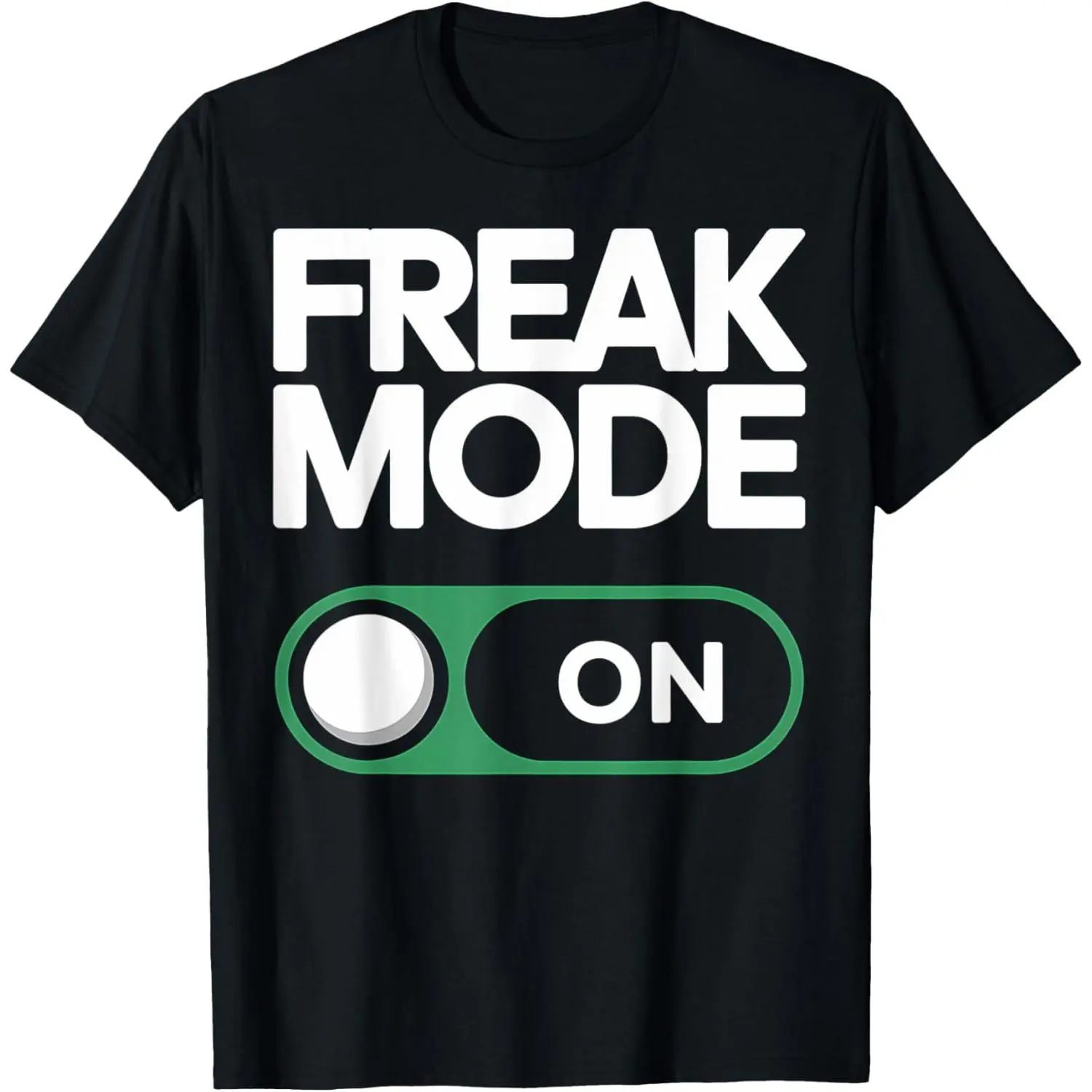 FREAK MODE ON - Funny Power Button Quirky Internet Slogan Emoji T-shirt Summer Gift Casual Shirt Men's Patterned Cotton T-shirt Round Neck Street Style Top Breathable Short Sleeve Y2K Hip Hop Rabbit Pattern T-shirt Funny Patterned T-shirt