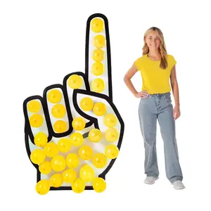 Foam Hand Cardboard Cutout Stand-Up with Yellow Balloons Kit - 73 Pc.