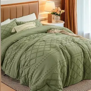 Cosybay Tufted Boho Comforter Set, 2 or 3 Pieces Lightweight Tufted Boho Farmhouse Bedding Comforter Sets,Bed Set with pillowcase for All Season,Shabby Chic Embroidery Bedding for chrsitmas Gift,holiday gift,Bed Decor Bedspread for All Season