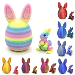 3D Printed Easter Bunny Eggs, 3D Printed Cute Rabbits, Mini Dragon Egg Set, Perfect Easter Essentials, Stress-Relief Toy, Bunny Ear Design, Miniature Set