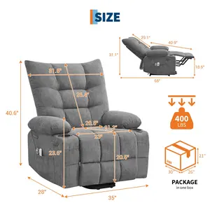 【Christmas Gift】Power Lift Recliner Chair for Elderly - Electric Massage & Heat Recliner with 45°Assist Stand,Living Room Sofa for Small Space Furniture,Swivel Rocker with Cup Holders,Reclining Lounge for Adults,Gray