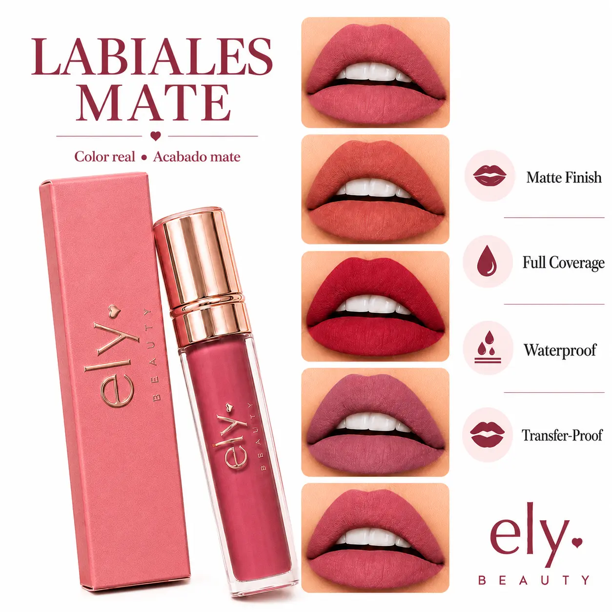 ely Bloom Beauty Matte Liquid Lipstik-long - Lashing, Full Coverage Gloss Lipgloss