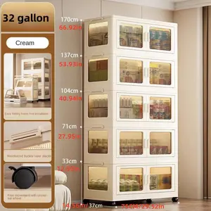 [No import/export fees]160gallon/5layer/(75CM)/29.5inch Extra Large Foldable Storage Box With Multi-Tier And Doors: Stackable Storage Containers For Sundries, Books, Clothes, Household Organizer For Closet, Wardrobe, Bedroom, Bathroom, Office, Kitchen