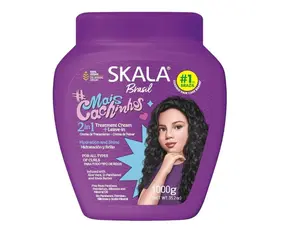 SKALA Brasil Mais Cachinhos 2-in-1 Treatment Cream & Leave-In Conditioner for Curly Hair - Vegan, Cruelty-Free Haircare with Shea Butter, Castor Oil, Moisturizer, Hydrating 1kg (35.2oz) Mask, Soften, Anti-Frizz