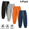 4-Pack Men’s Jogger Sweatpants, Elastic Drawstring Waist, Cuffed Ankles, Loose Athletic Pants for Basketball, Cycling, Running, Sports, and Everyday Wear