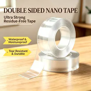2026 Upgraded Ultra Strong Heavy-Duty Transparent Nano Tape, 10.5ft Double-Sided Adhesive Mounting Strips, Traceless Residue-Free, Washable Reusable, Renter-Friendly, Multi-Surface for Picture Hanging, Room Decor, Home Organization