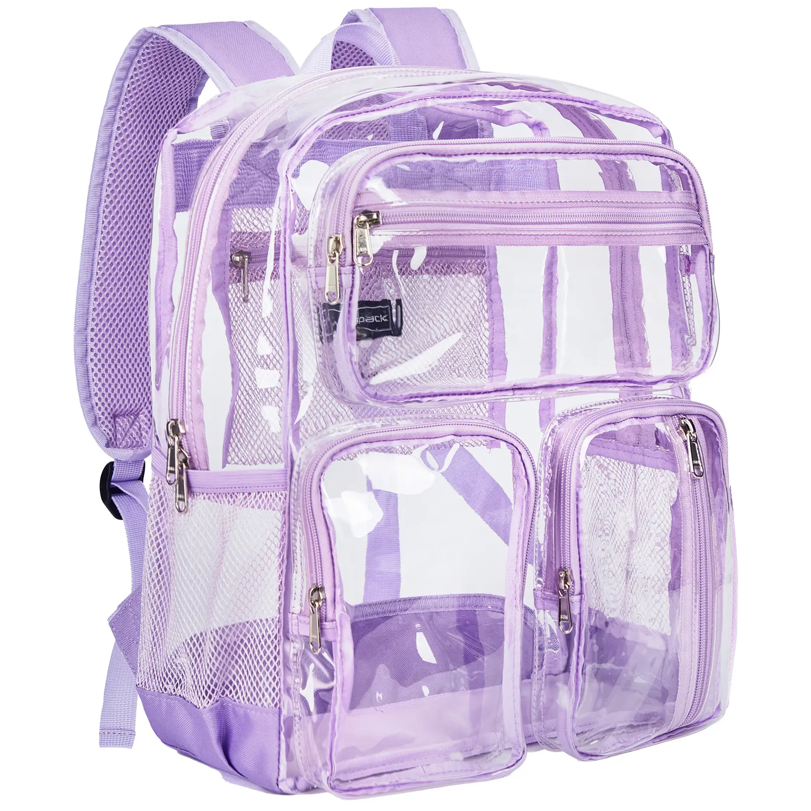 Vorspack Clear Backpack Heavy Duty - Multi-pockets Clear Bookbag Transparent See Through Backpacks for College Work Festival - Pink
