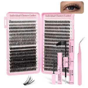 DIY Eyelash Extension Kit, 640 Pieces Mixed Lengths 9-16mm, Includes Bond&Seal&Remove&Eyelash Tweezers, Single Row D Curl Lashes Set