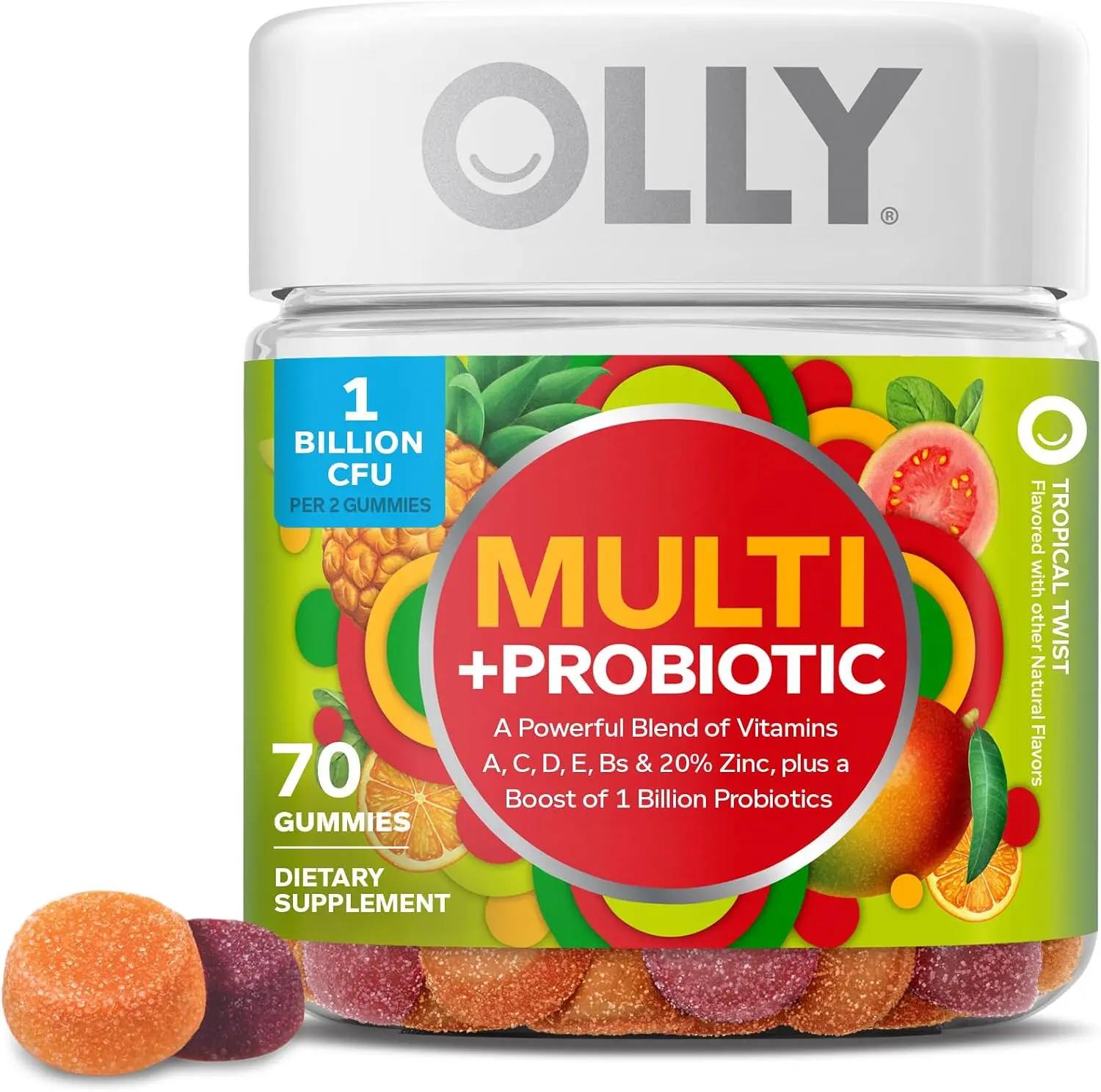 OLLY Multi + Probiotic Gummy Vitamin, Digestive & Immune Support*- 70 Count