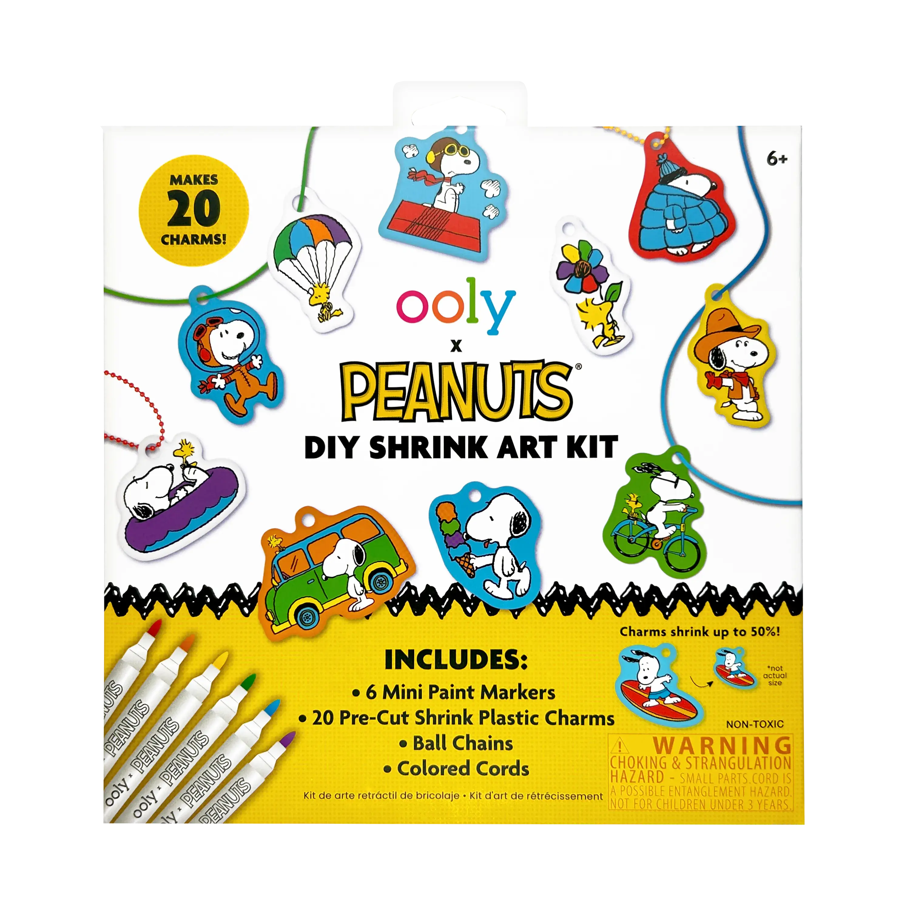 OOLY x Peanuts DIY Shrink Art Kit - 20 Charms 6 Markers