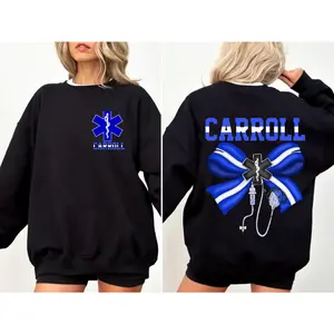 Personalized EMT Bow Shirt with Name, Emergency Medical Technician Sweatshirt, Paramedic Tee, EMS Tshirt