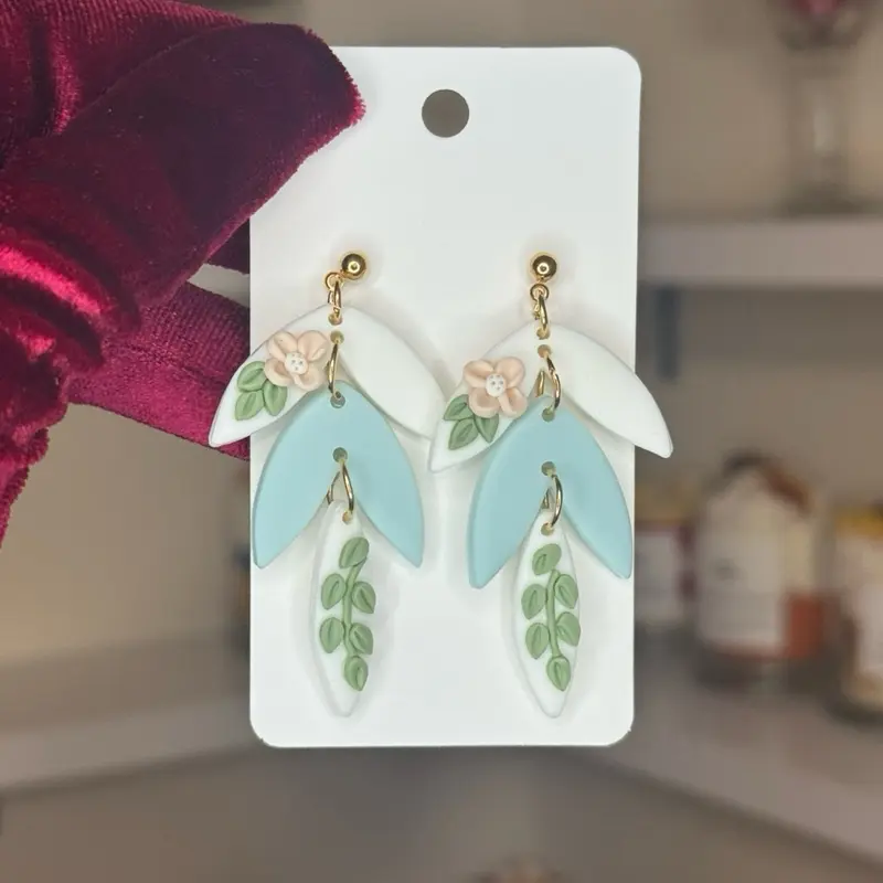 Clay flower earrings