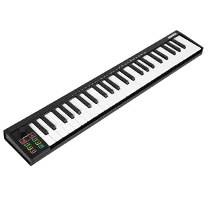 49-Key USB MIDI Keyboard Controller with 8 Drum Pads, OLED Display & DAW Integration for Professional Music Production, Black Beat Making Live Performances