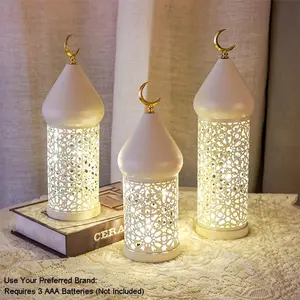 Moroccan Iron Art Hollow Wind Lamp, Ramadan Fasting Ritual Decor, Islamic Festival Home Blessing Decoration, Sacred Light Atmosphere Lamp