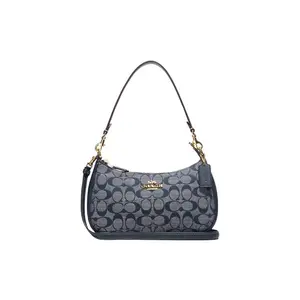 COACH Teri 25 Classic Jacquard Zipper Shoulder Bag in Denim Blue for Women
