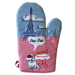 Oui Oui French Bulldog Oven Mitt Funny Pet Puppy Animal Lover Kitchen Glove Funny Graphic Kitchenware Bakeware Funny Dog  Novelty Cookware Multi