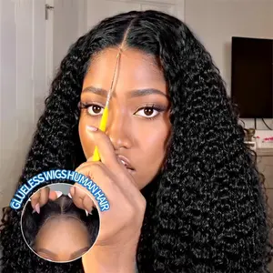 New Glueless Wigs Deep Wave Human Hair Wig 5x5 6x4 Pre-Cut Curly Water Wave Lace Closure Wigs Brazilian 7x5 Glueless Wig Ready Go For Woman