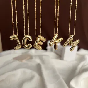 Women's bubble letter necklace balloon letter personalized name pendant necklace jewelry gift suitable for lovers, mothers, good friends Halloween and Christmas gifts