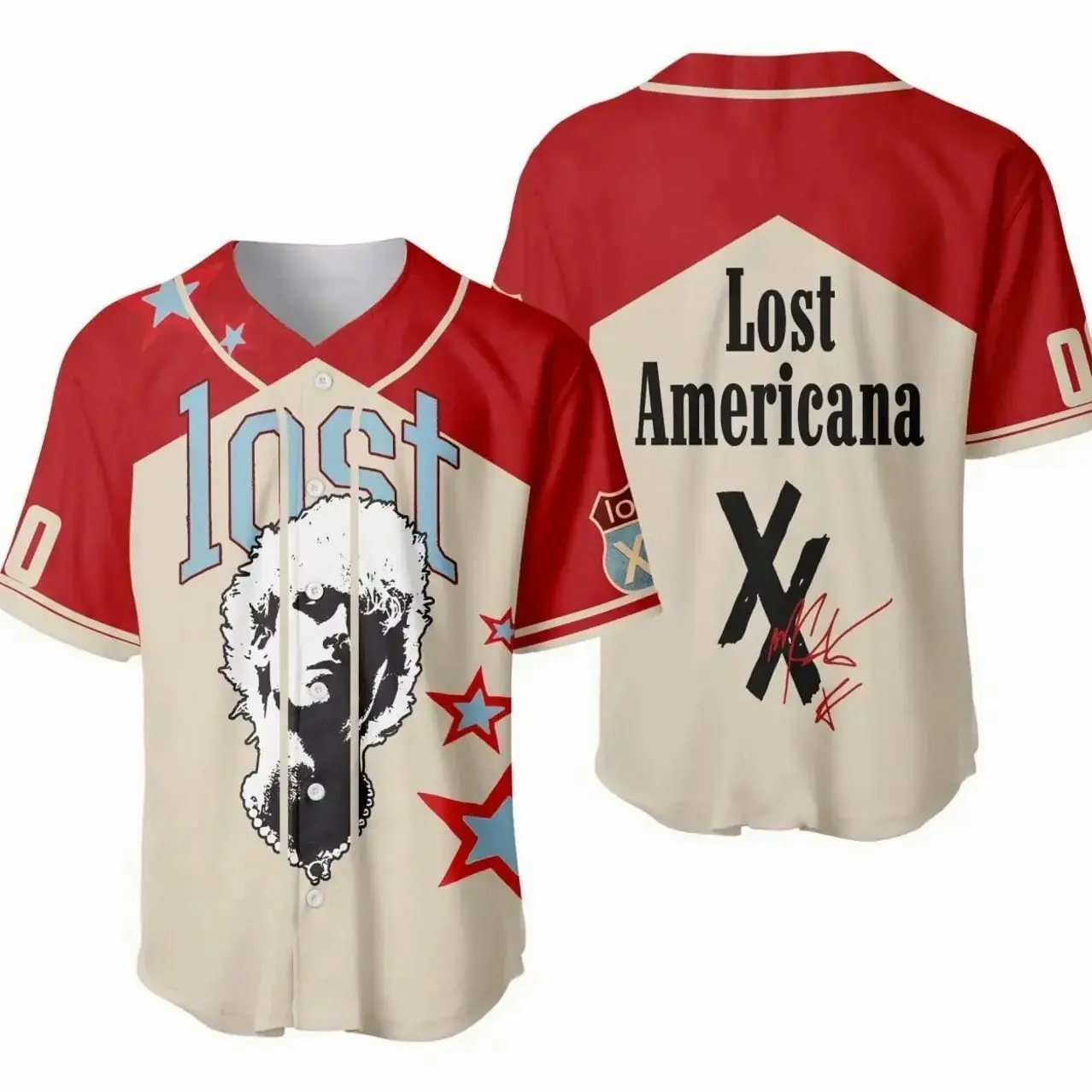 Lost Americana Baseball Jersey Style Shirt – Vintage-Inspired Music Fan Gift with Relaxed Streetwear Fit