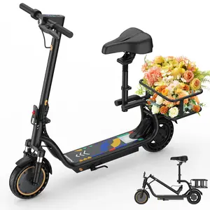 Adult Electric Scooter with Seat 8.5" Tires, 350W Motor, 19 MPH, 15-Mile Range, Comfortable Commute Urban Daily E-Scooter