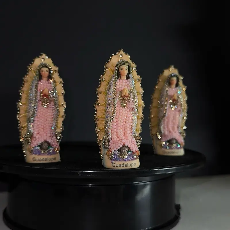 3.5 in Blinged-Out Our Lady of Guadalupe Mini Statue, Religious Living Room Room Decor Home Supplies Ornament