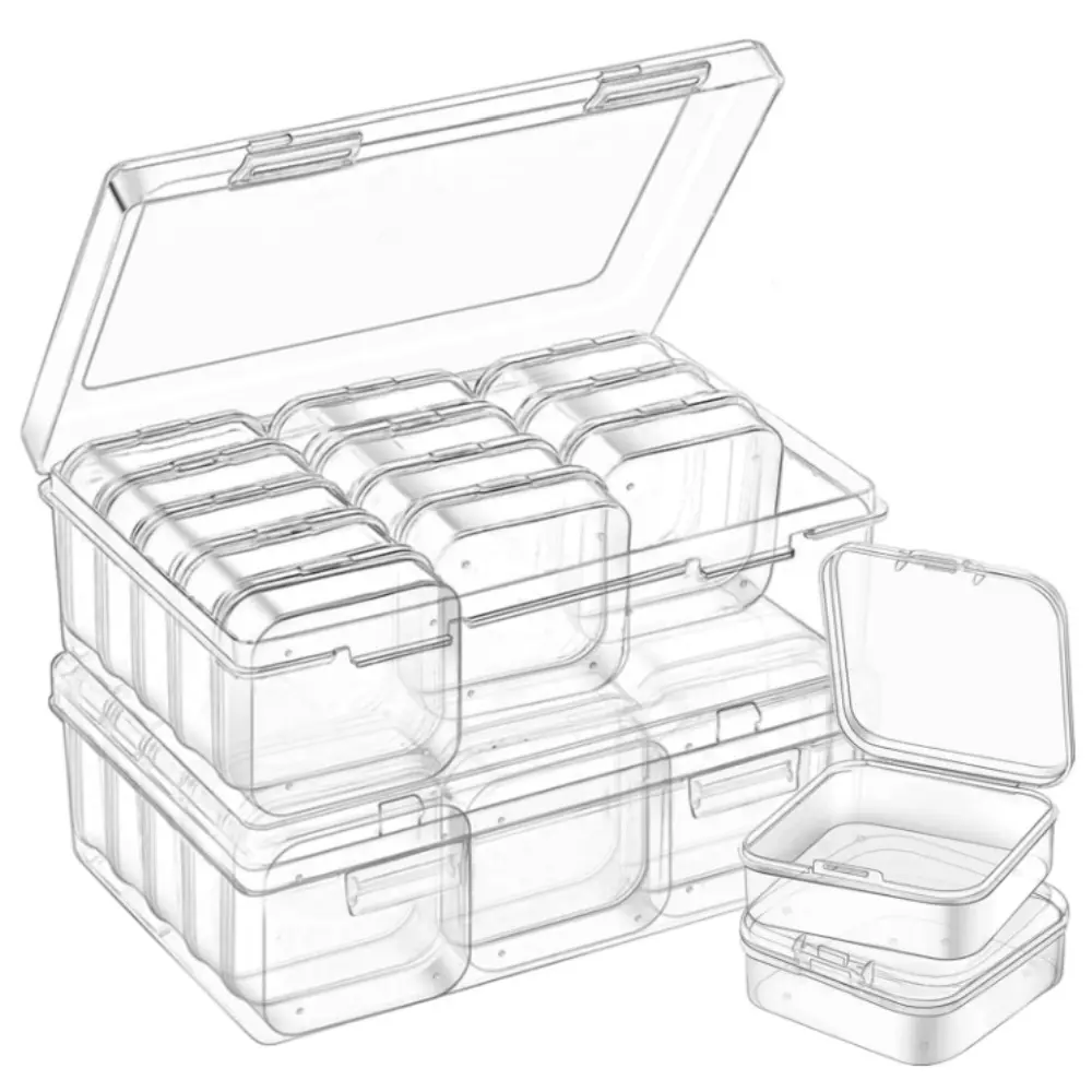 2 piece Bead Organizer Box Rhinestone Organizer Bead Containers Portable Craft Storage Case with Hinged Lid Clear Plastic Storage Containers for Crafts and Jewelry Storage