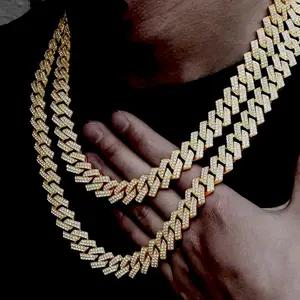 Alloy long double-row full-diamond Cuban chain