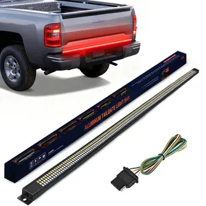 Nilight 60-Inch Aluminum Frame Triple Row Strip - 1200 Red & White LEDs, Trailer Light Kit, LED Tailgate Lights, Peel-and-Stick, Multiple Modes for Pickup Trucks
