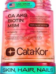 Cata-Kor Hair Skin and Nails Vitamins for Women – Biotin Collagen Hair Supplement | Hyaluronic Acid | Calcium AKG | MSM | Vitamin D3 K2 & C – Hair Growth Vitamins – 30 Day Supply (1 Pack)