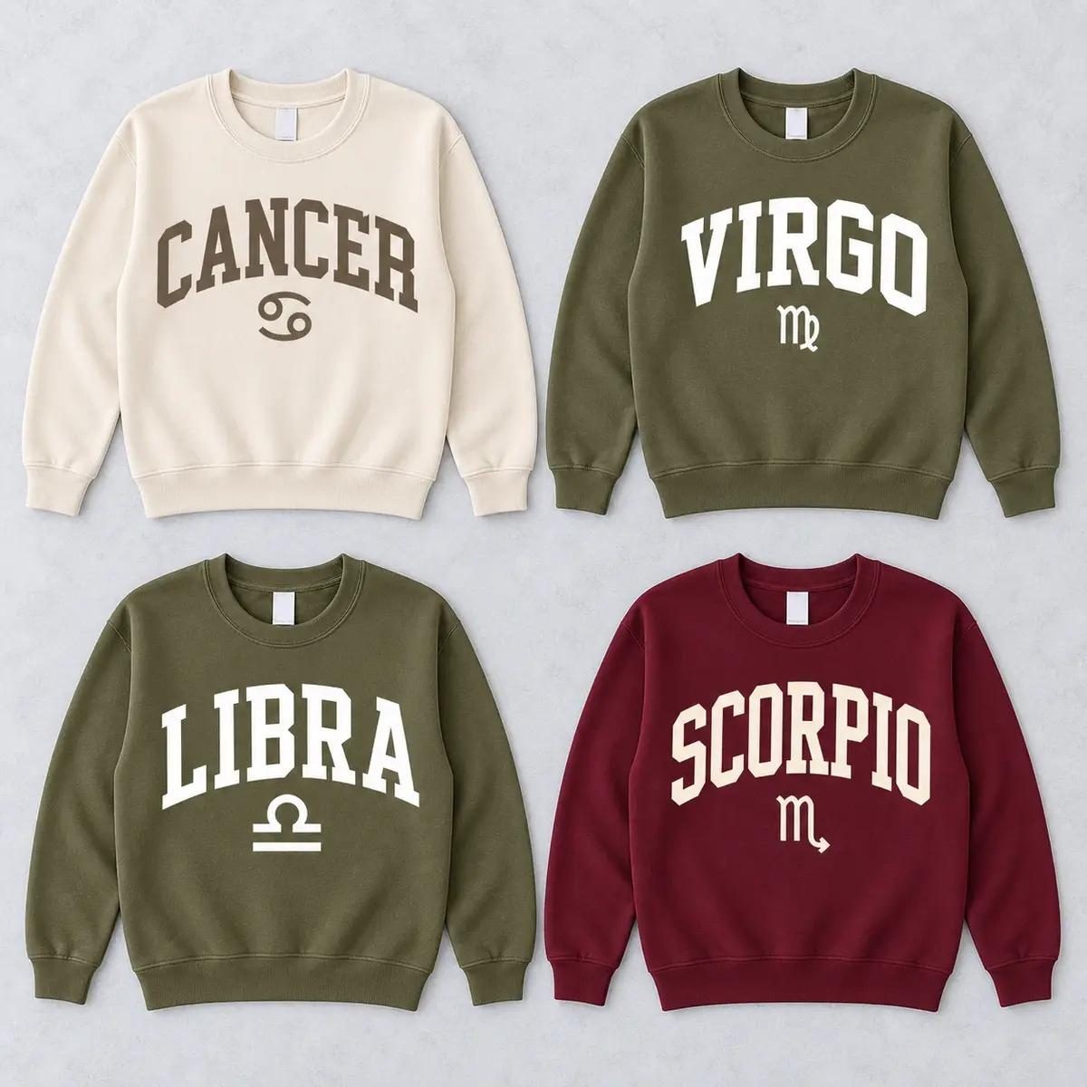 Zodiac Sign Sweatshirt, Varsity Astrology Glyph Crewneck, All 12 Star Signs Horoscope Design, Birthday Gift – Trend Cotton Shop